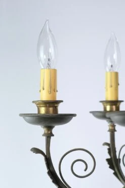 1920s French 6 Arm Scrolled Foliage Brass Chandelier 22 1920s French 6 Arm Scrolled Foliage Brass Chandelier -OGT Sale Store q275935 10