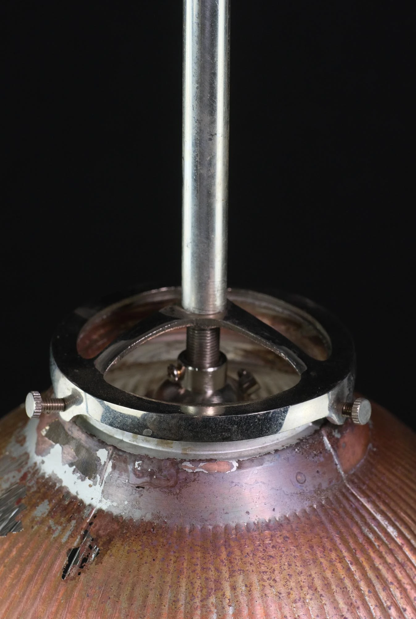 1910 Silver Reflector Glass With Copper Plated Shade Pendant Light 6 1910 Silver Reflector Glass With Copper Plated Shade Pendant Light - Image 4