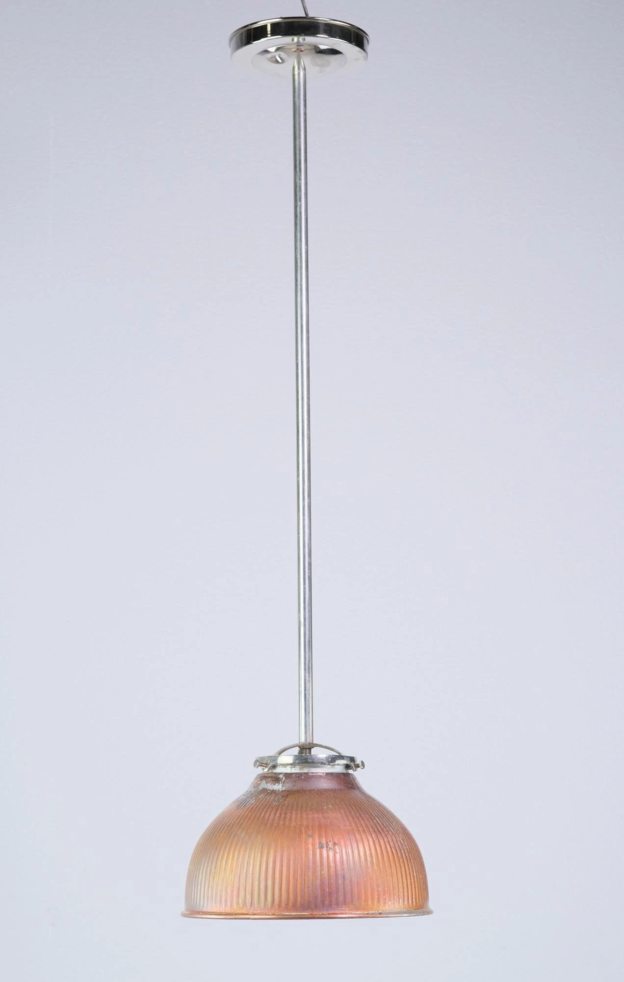 1910 Silver Reflector Glass With Copper Plated Shade Pendant Light 9 1910 Silver Reflector Glass With Copper Plated Shade Pendant Light - Image 7