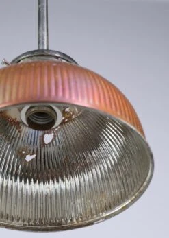 1910 Silver Reflector Glass With Copper Plated Shade Pendant Light 21 1910 Silver Reflector Glass With Copper Plated Shade Pendant Light -OGT Sale Store q275939 09