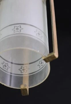 Petite Brass Star Motif & Floral Frosted Cylinder Glass Pendant Light -OGT Sale Store q275993a 05