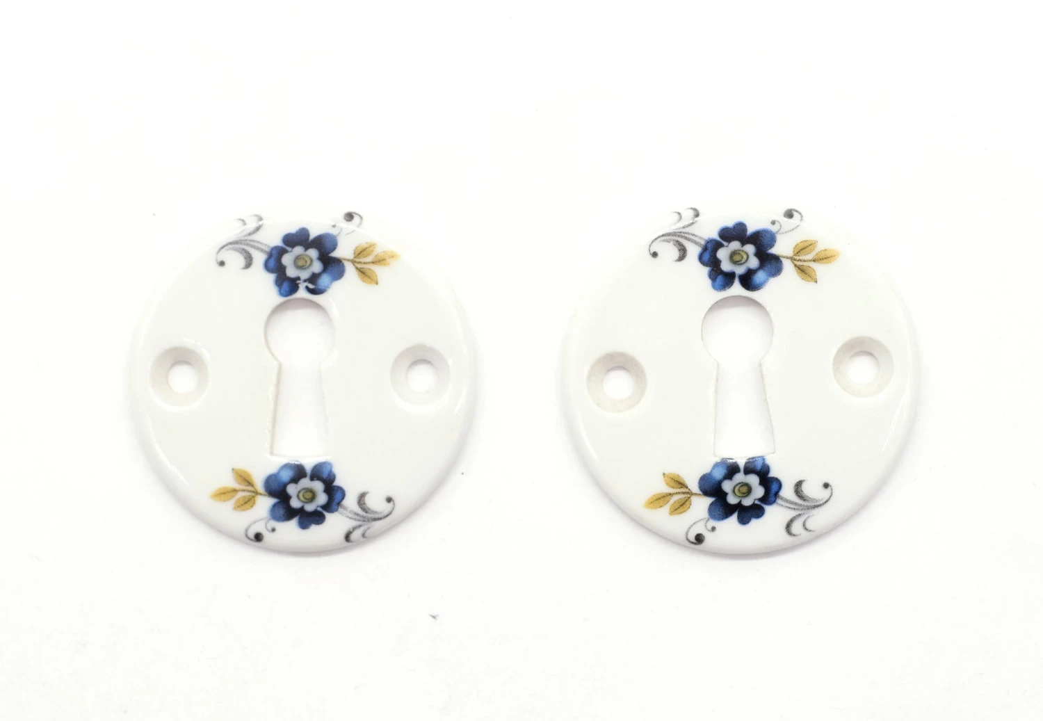 Pair Of J.M. Limoges Porcelain Floral Keyhole Covers 7 Pair Of J.M. Limoges Porcelain Floral Keyhole Covers - Image 5