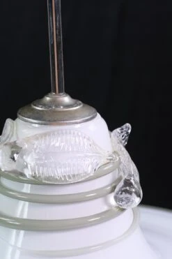 Hand Blown White Vetri Murano Glass Nickel Pole Pendant Light -OGT Sale Store q276175 05