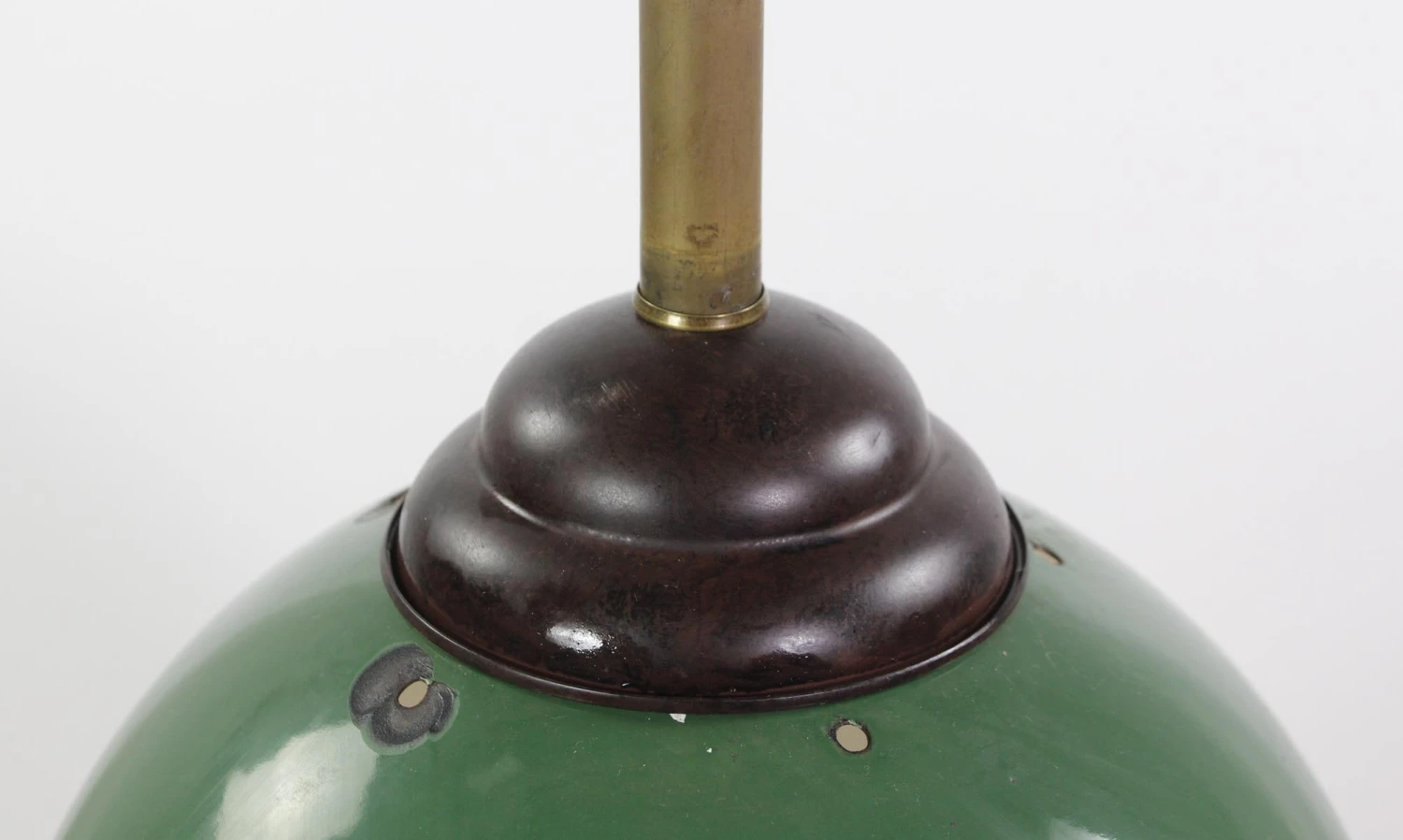Antique Green Enameled Steel Brass Pole Pendant Light 9 Antique Green Enameled Steel Brass Pole Pendant Light - Image 7