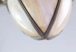 Late 19th Century Converted Gas Pendant Lantern With Curved Stained Glass Shade 15 Late 19th Century Converted Gas Pendant Lantern With Curved Stained Glass Shade -OGT Sale Store q276443 07