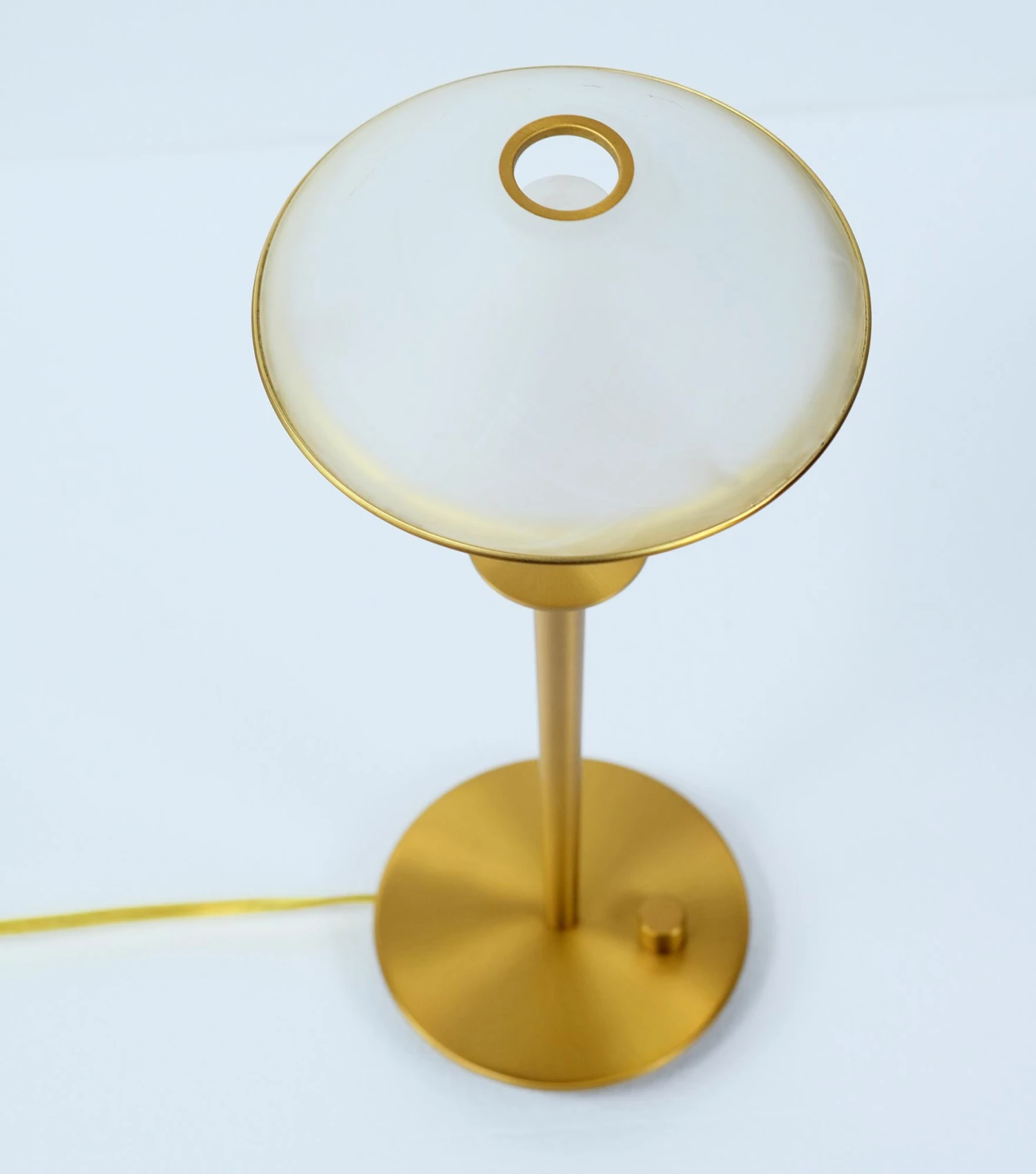 Mid Century Solid Brass & Frosted Glass Lamp 8 Mid Century Solid Brass & Frosted Glass Lamp - Image 6
