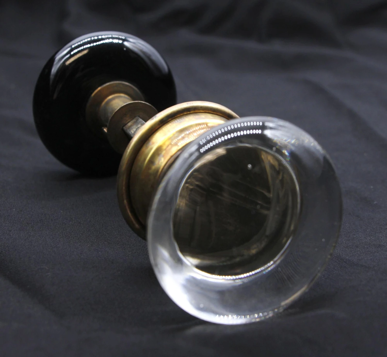 Antique Black Ceramic & Clear Glass Passage Door Knob Set 7 Antique Black Ceramic & Clear Glass Passage Door Knob Set - Image 5