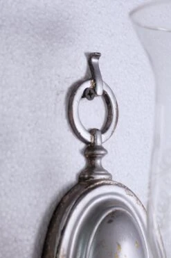 Early 1900’s Silver Over Brass Sconces With Crystals And Etched Globe -OGT Sale Store q276909 08