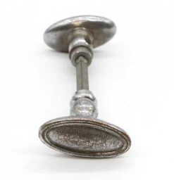 Pair Of Vintage Textured Nickel Plated Oval Door Knobs -OGT Sale Store q277032 05