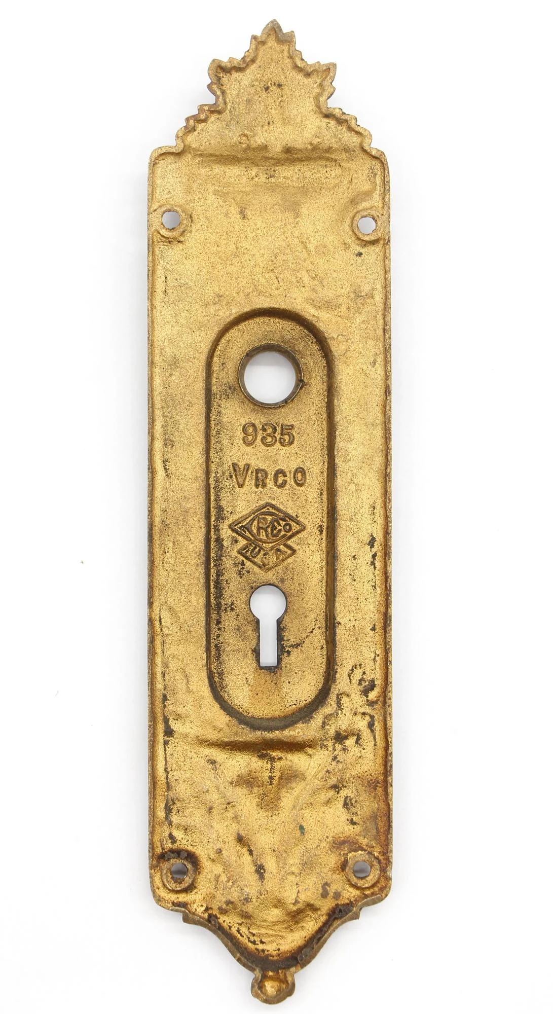 Antique Russell & Erwin Bronze Passage 9.375 In. Door Back Plate 6 Antique Russell & Erwin Bronze Passage 9.375 In. Door Back Plate - Image 4