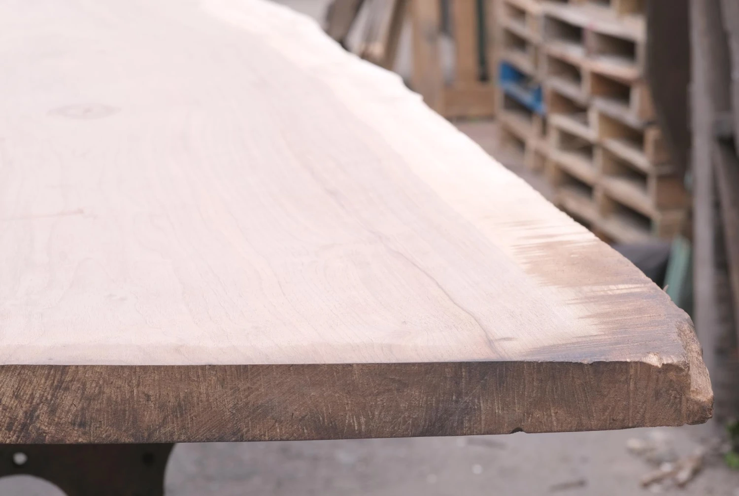 14 Ft. Industrial Cast Iron Base Unfinished Live Edge Walnut Slab Table 6 14 Ft. Industrial Cast Iron Base Unfinished Live Edge Walnut Slab Table - Image 4