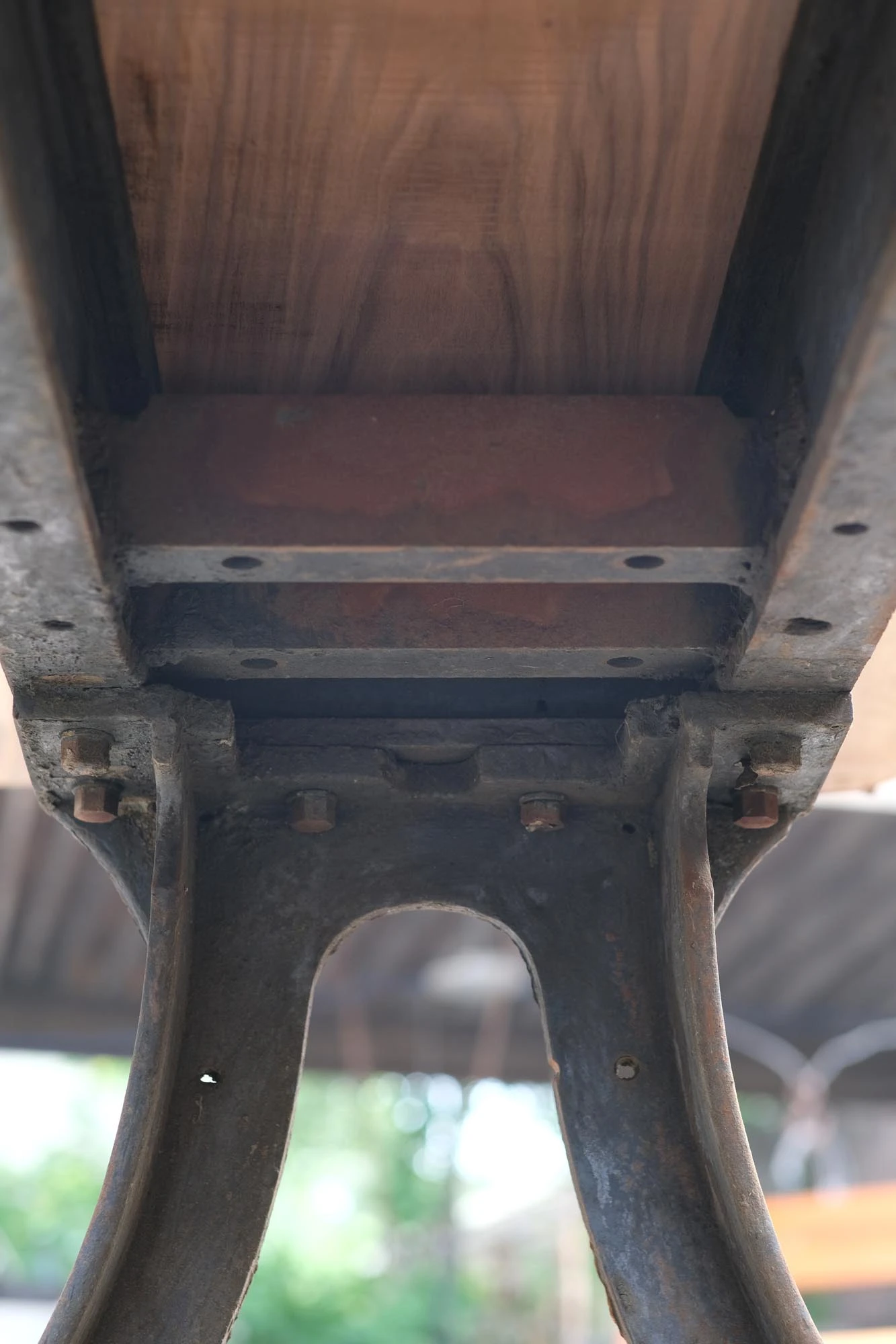 14.5 Ft. Industrial Cast Iron Base Unfinished Live Edge Walnut Slab Table 13 14.5 Ft. Industrial Cast Iron Base Unfinished Live Edge Walnut Slab Table - Image 11