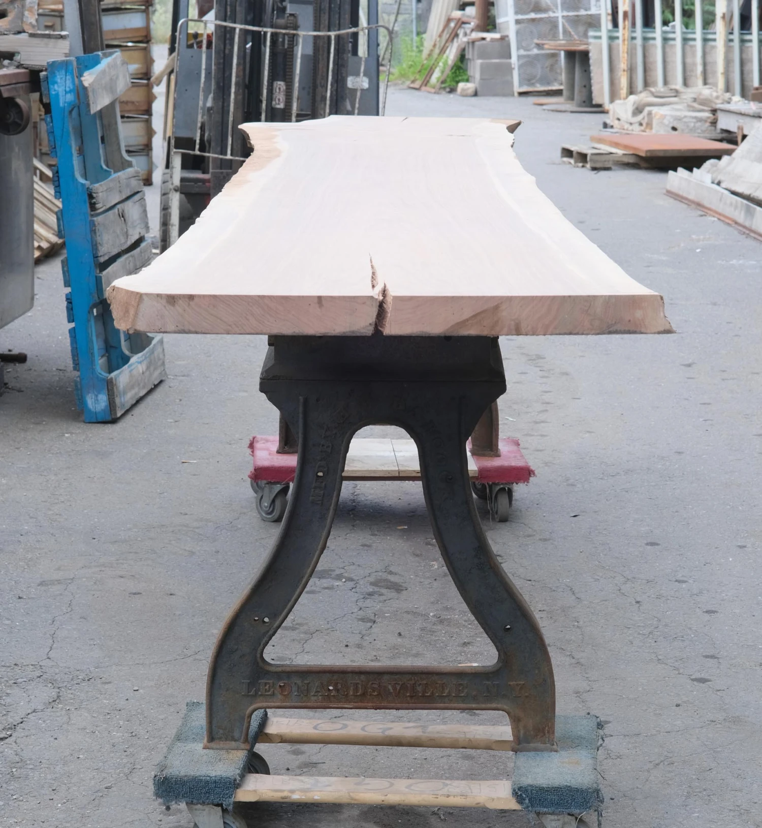 14.5 Ft. Industrial Cast Iron Base Unfinished Live Edge Walnut Slab Table 15 14.5 Ft. Industrial Cast Iron Base Unfinished Live Edge Walnut Slab Table - Image 13