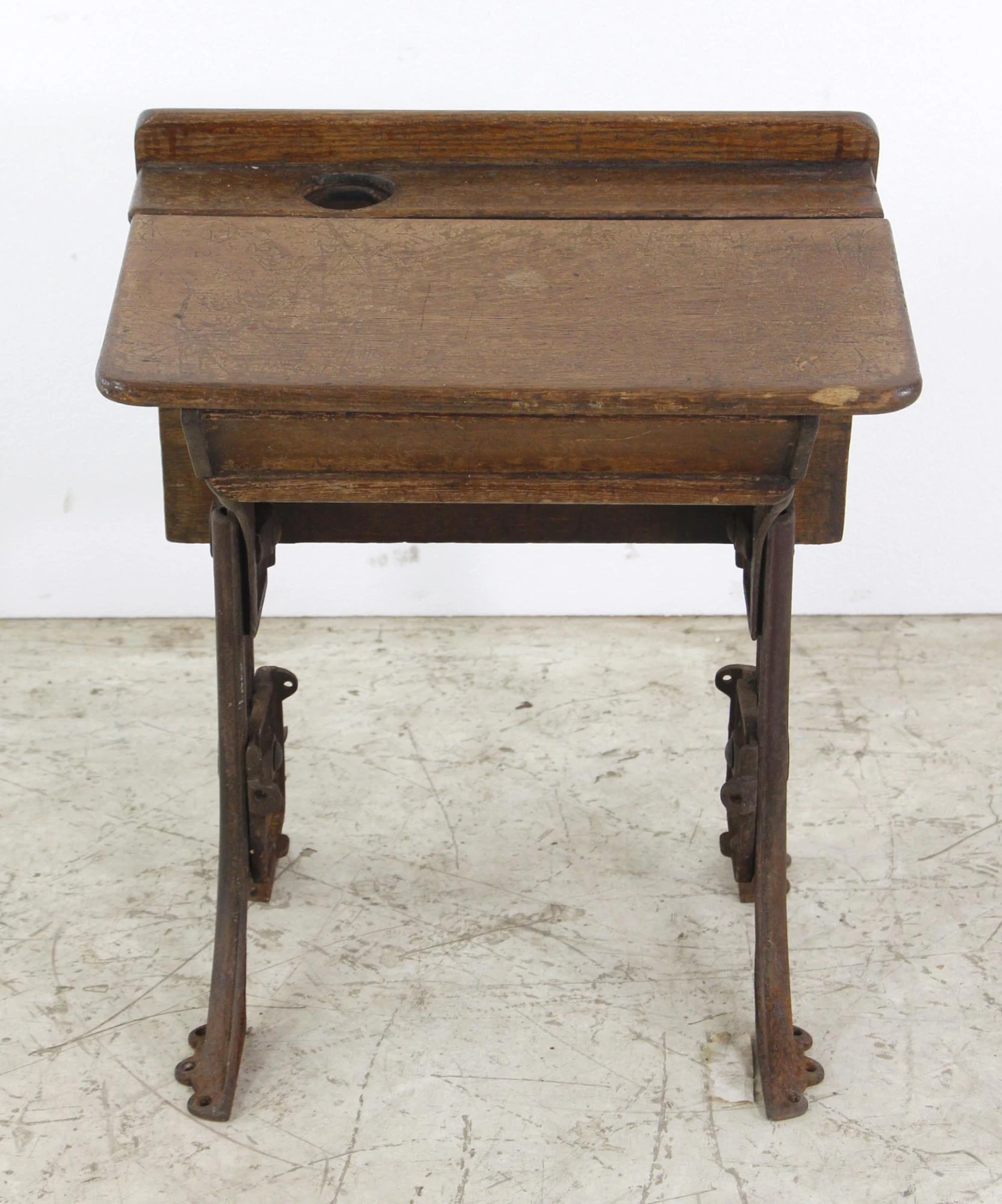 Antique Folding School Row Desk With Cast Iron Legs 8 Antique Folding School Row Desk With Cast Iron Legs - Image 6