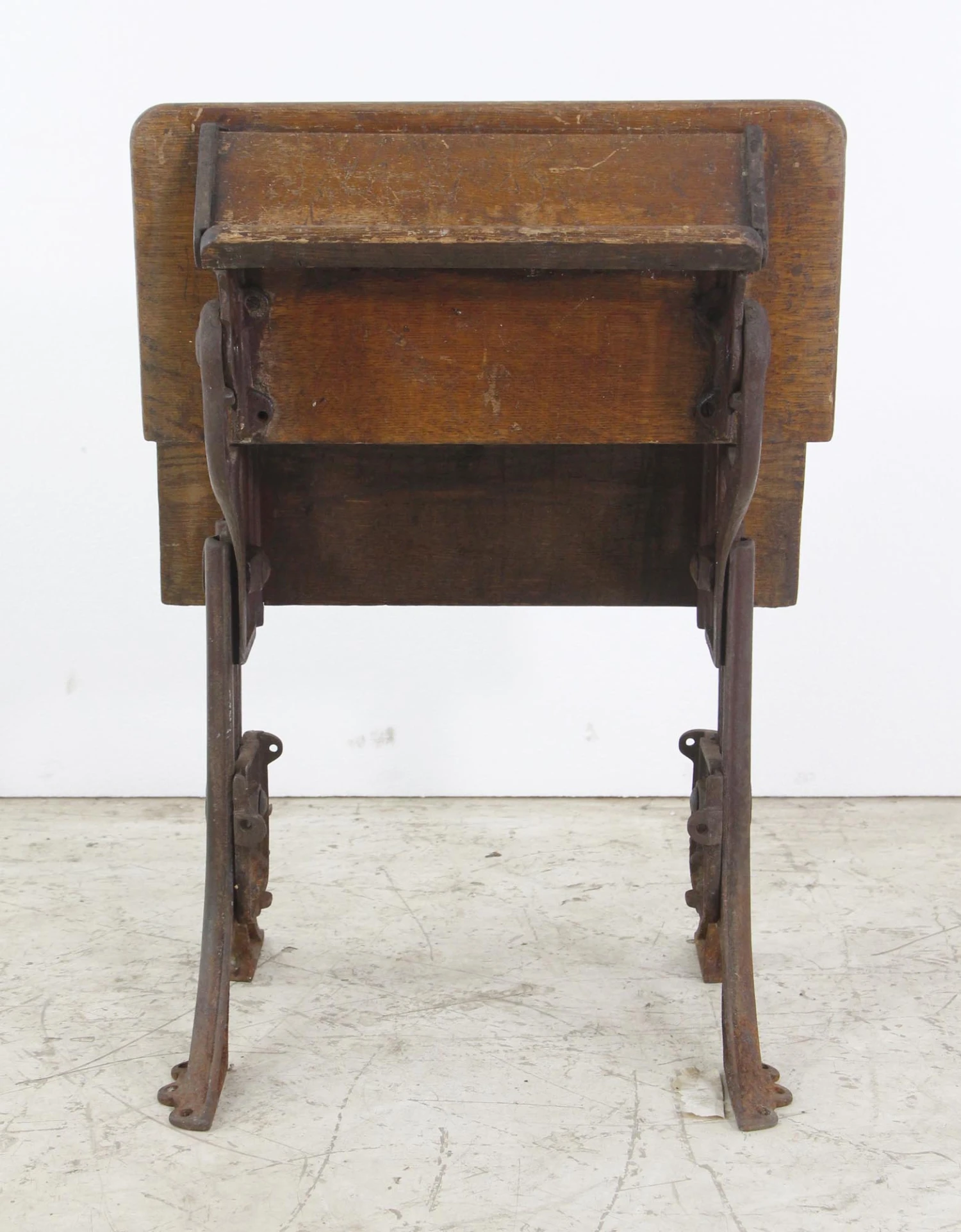 Antique Folding School Row Desk With Cast Iron Legs 10 Antique Folding School Row Desk With Cast Iron Legs - Image 8
