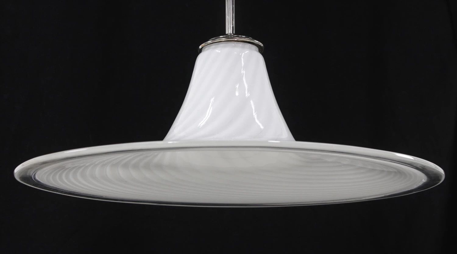 Hand Blown White Swirled Glass Pendant Light 9 Hand Blown White Swirled Glass Pendant Light - Image 7