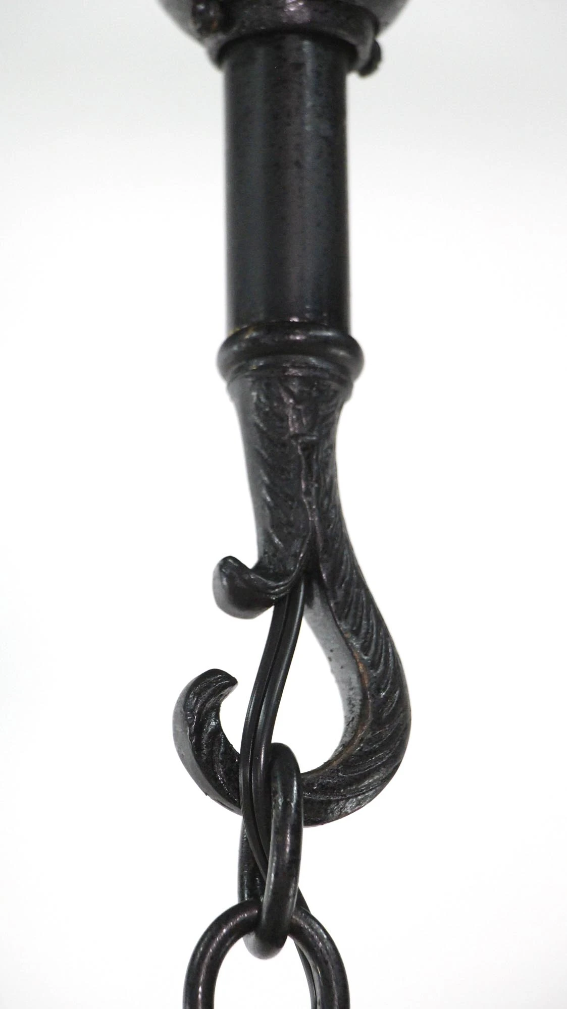 Rare Arts & Crafts Slag Glass Black Cast Iron Pendant Light 10 Rare Arts & Crafts Slag Glass Black Cast Iron Pendant Light - Image 8