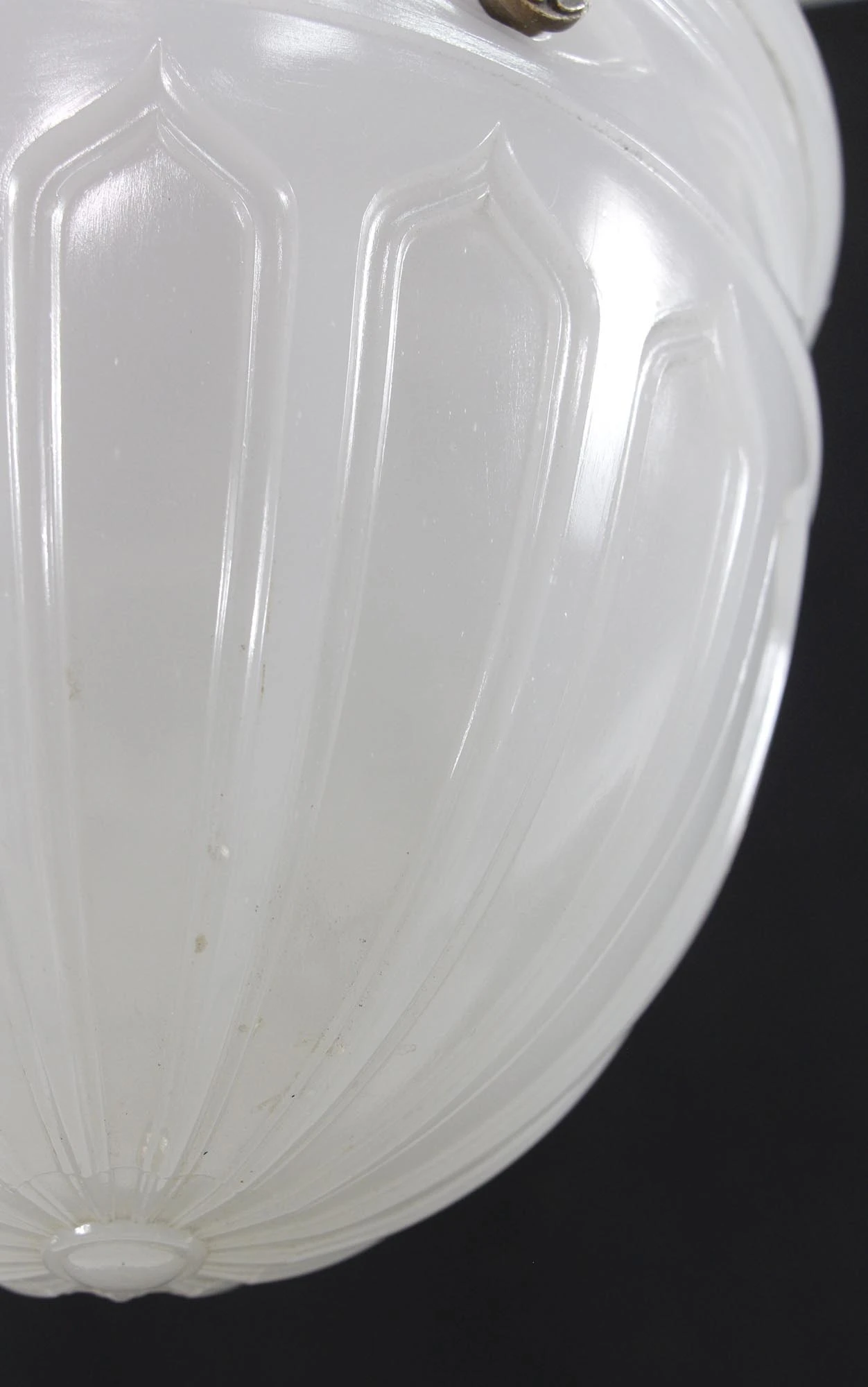 1910 Fluted Cast Milk Glass Gothic Dish Pendant Light 9 1910 Fluted Cast Milk Glass Gothic Dish Pendant Light - Image 7