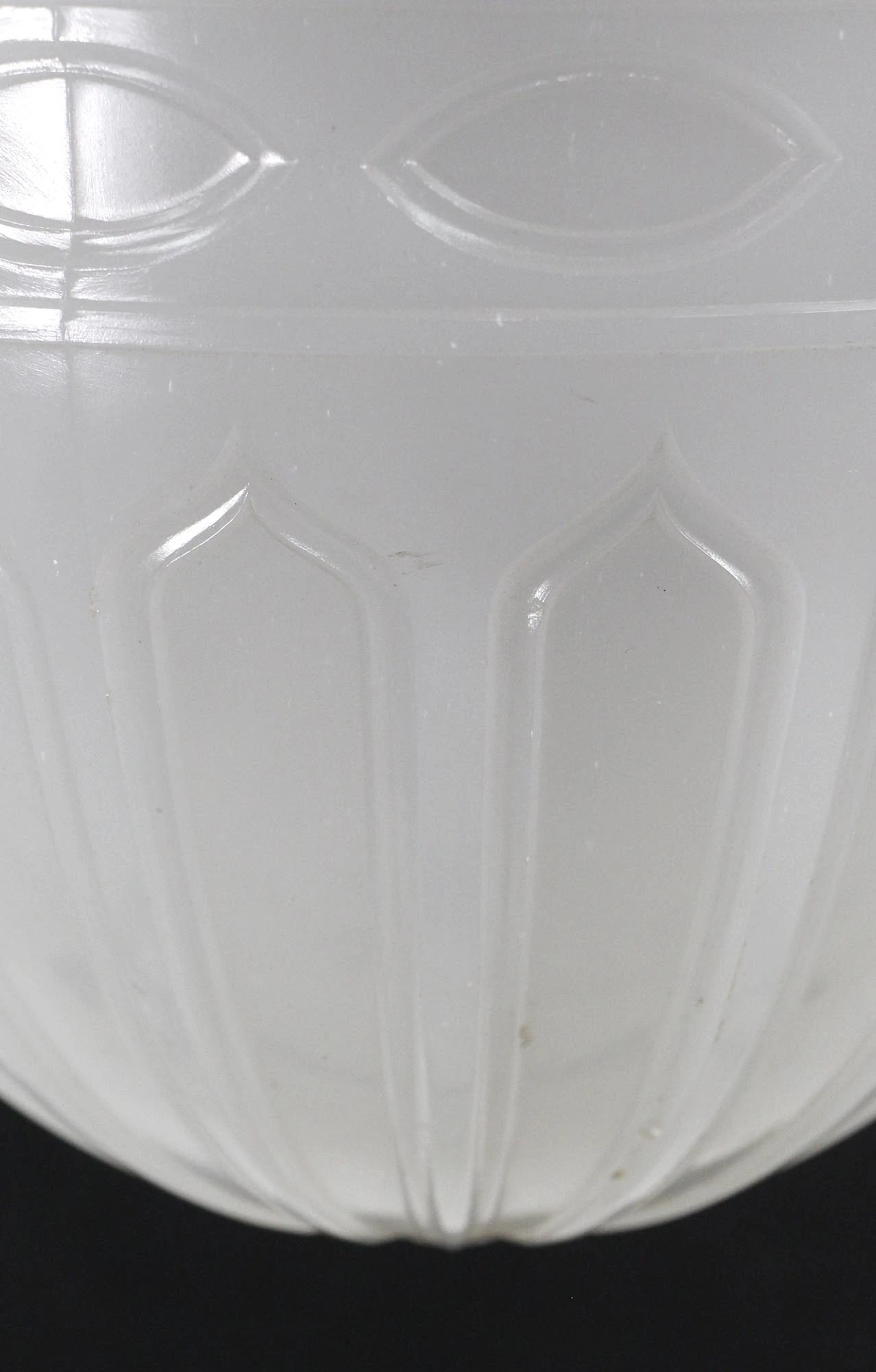 1910 Fluted Cast Milk Glass Gothic Dish Pendant Light 10 1910 Fluted Cast Milk Glass Gothic Dish Pendant Light - Image 8