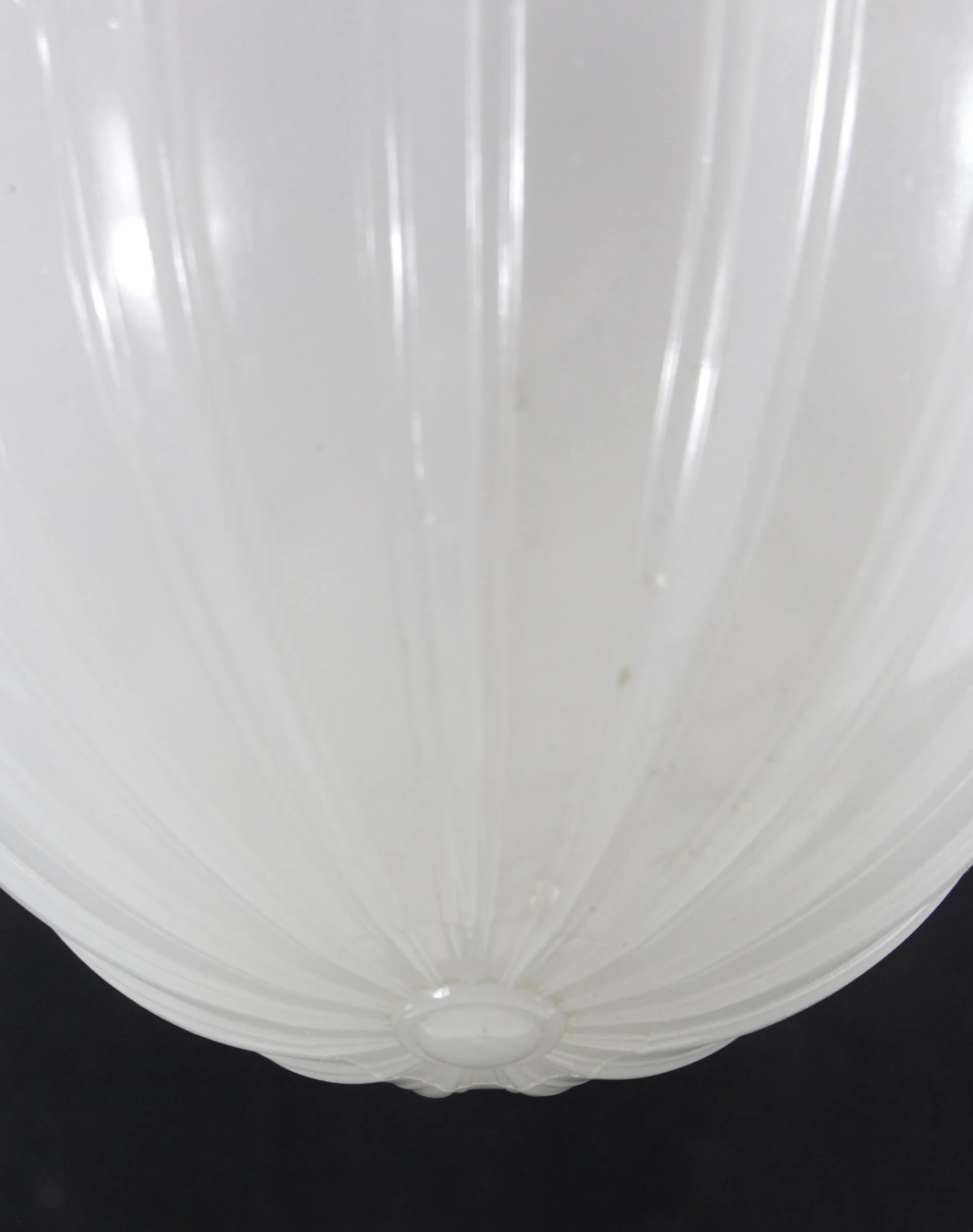 1910 Fluted Cast Milk Glass Gothic Dish Pendant Light 11 1910 Fluted Cast Milk Glass Gothic Dish Pendant Light - Image 9