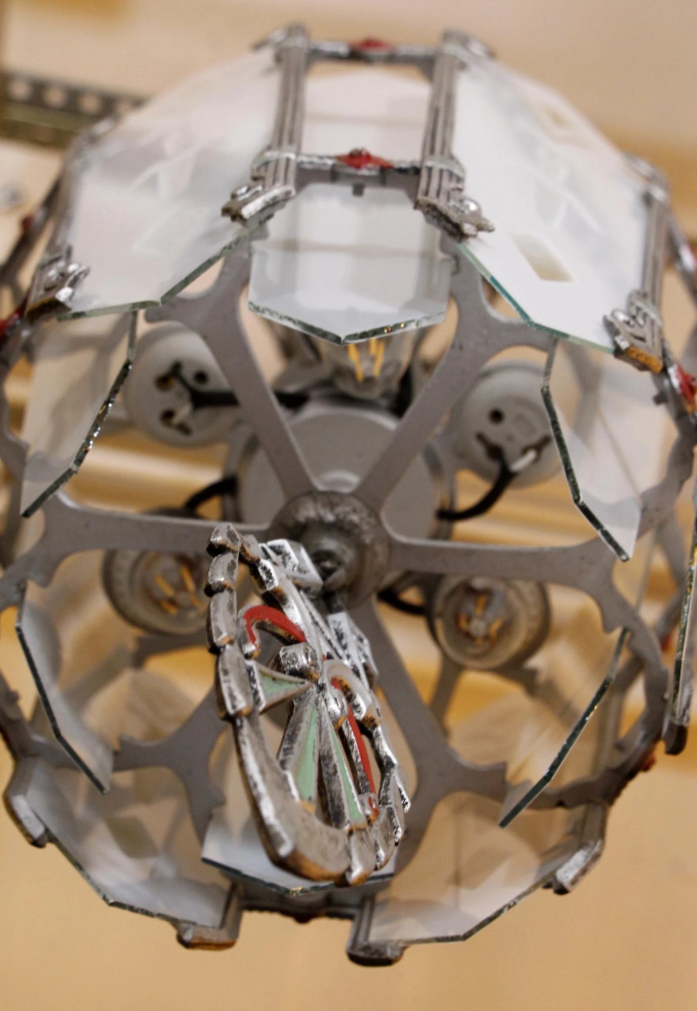 1930s Art Deco Polychrome Pendant Light With Etched Glass 9 1930s Art Deco Polychrome Pendant Light With Etched Glass - Image 7