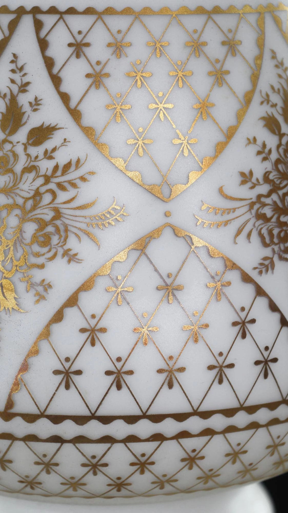 1960s White Glass Gold Detail Pendant Light 9 1960s White Glass Gold Detail Pendant Light - Image 7