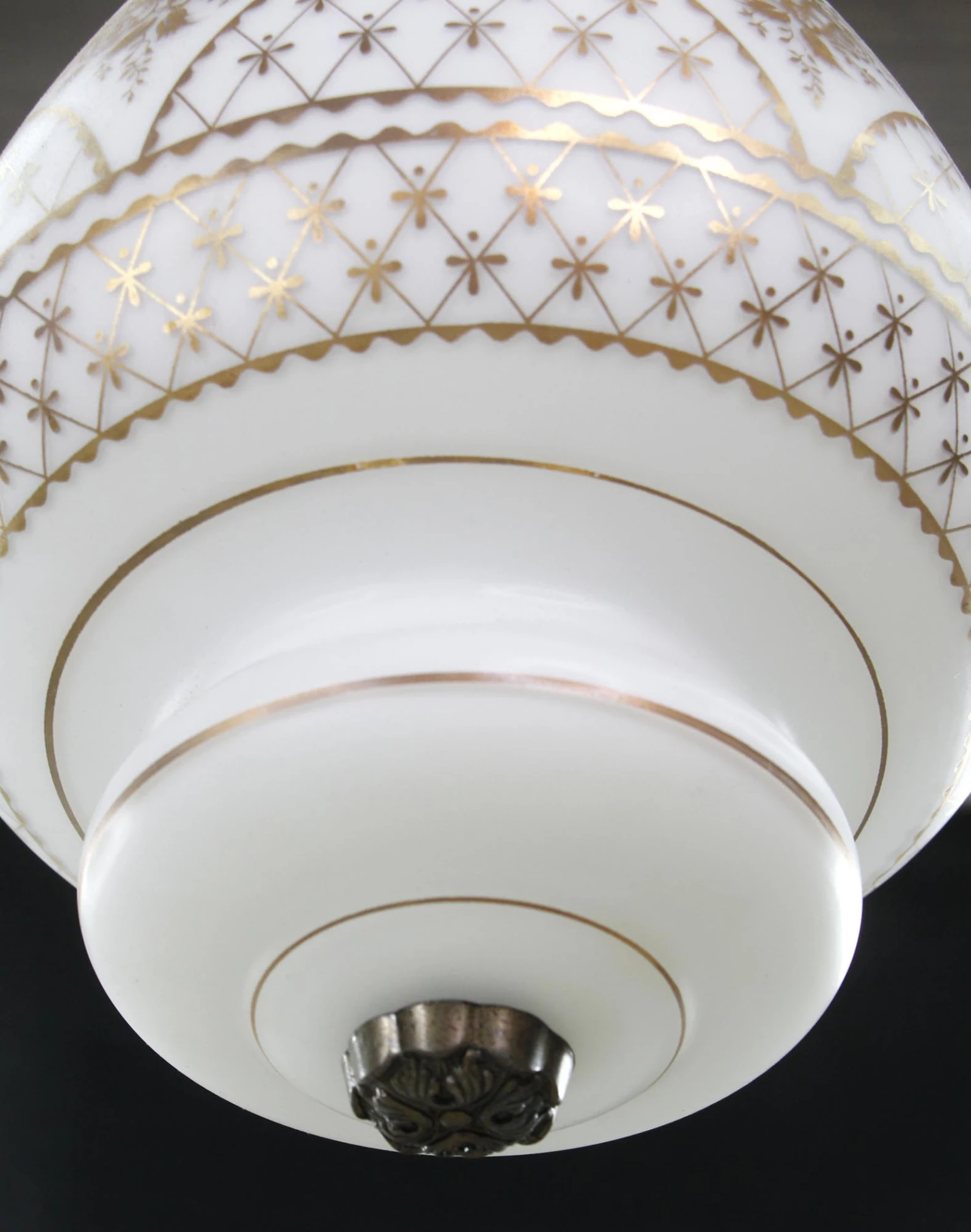 1960s White Glass Gold Detail Pendant Light 12 1960s White Glass Gold Detail Pendant Light - Image 10