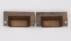 Pair Of Bronze Rectangle 2.75 In. Bin Cup Drawer Pulls -OGT Sale Store q277720 05
