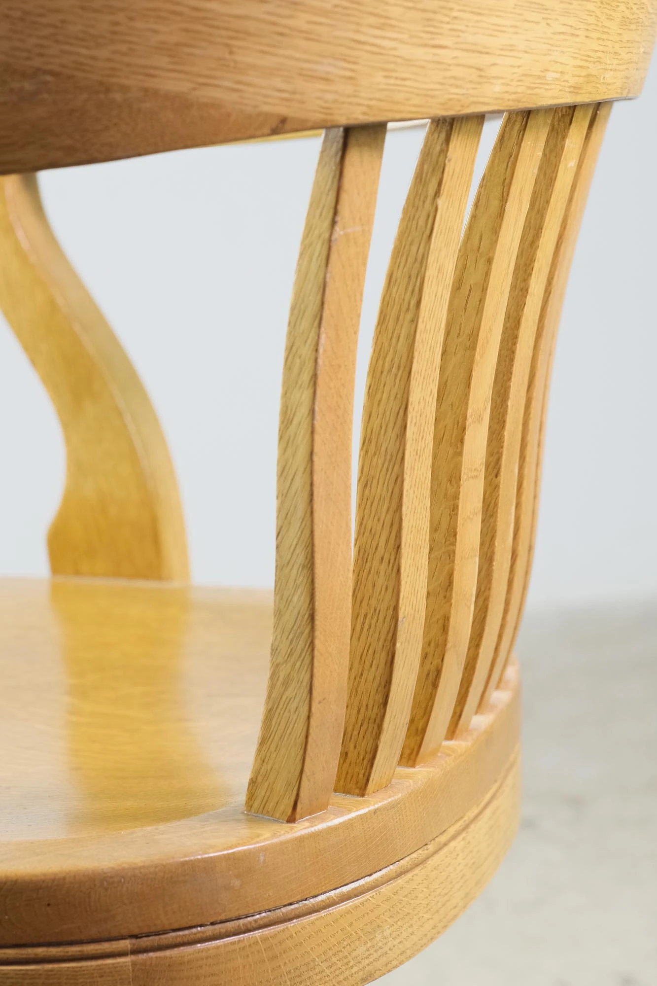 Light Tone Solid Oak Rolling Banker’s Chair With Swivel Seat 14 Light Tone Solid Oak Rolling Banker’s Chair With Swivel Seat - Image 12