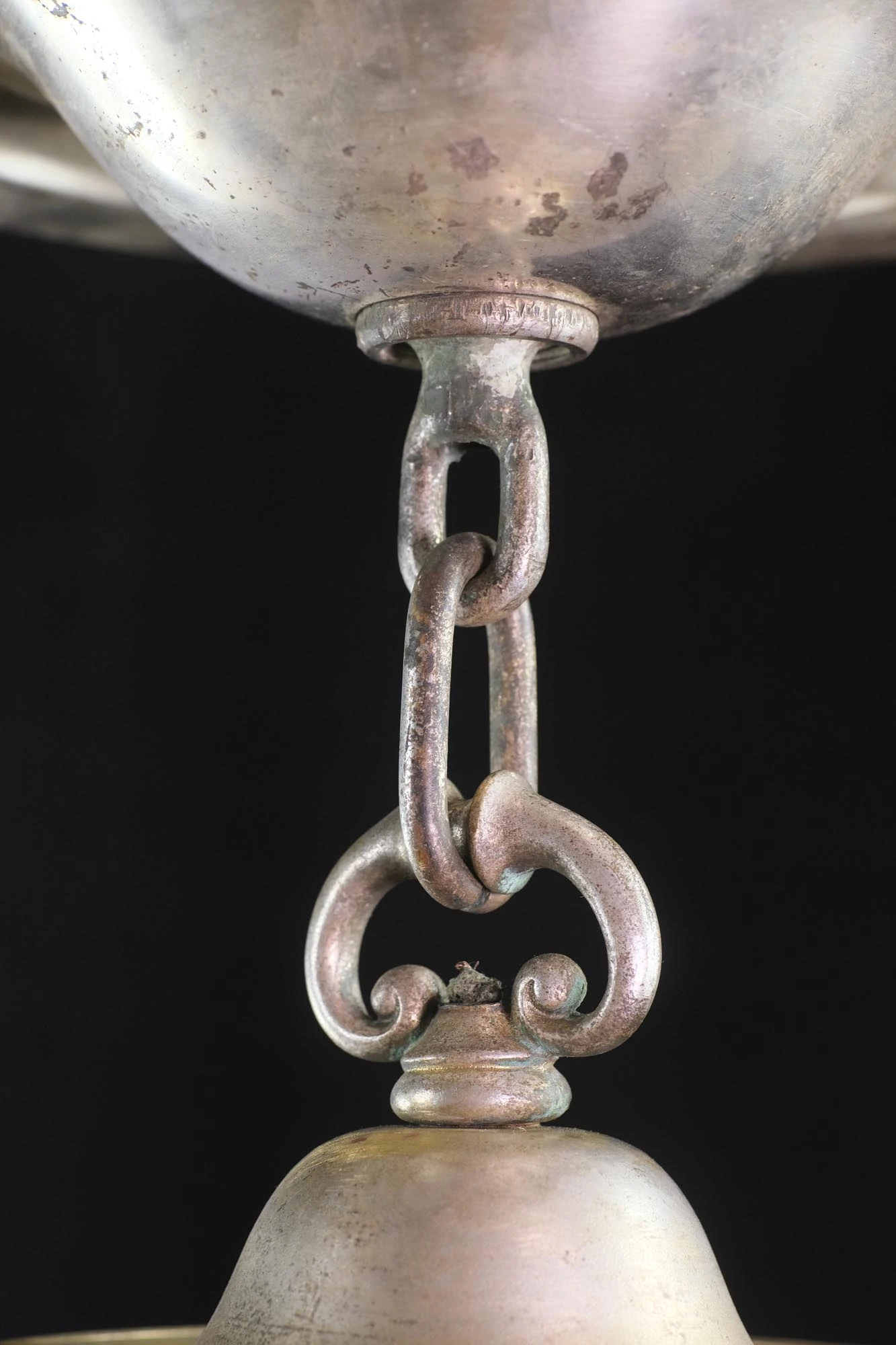 Iridescent Etched Steuben Glass & Silvered Brass Pendant Light 7 Iridescent Etched Steuben Glass & Silvered Brass Pendant Light - Image 5