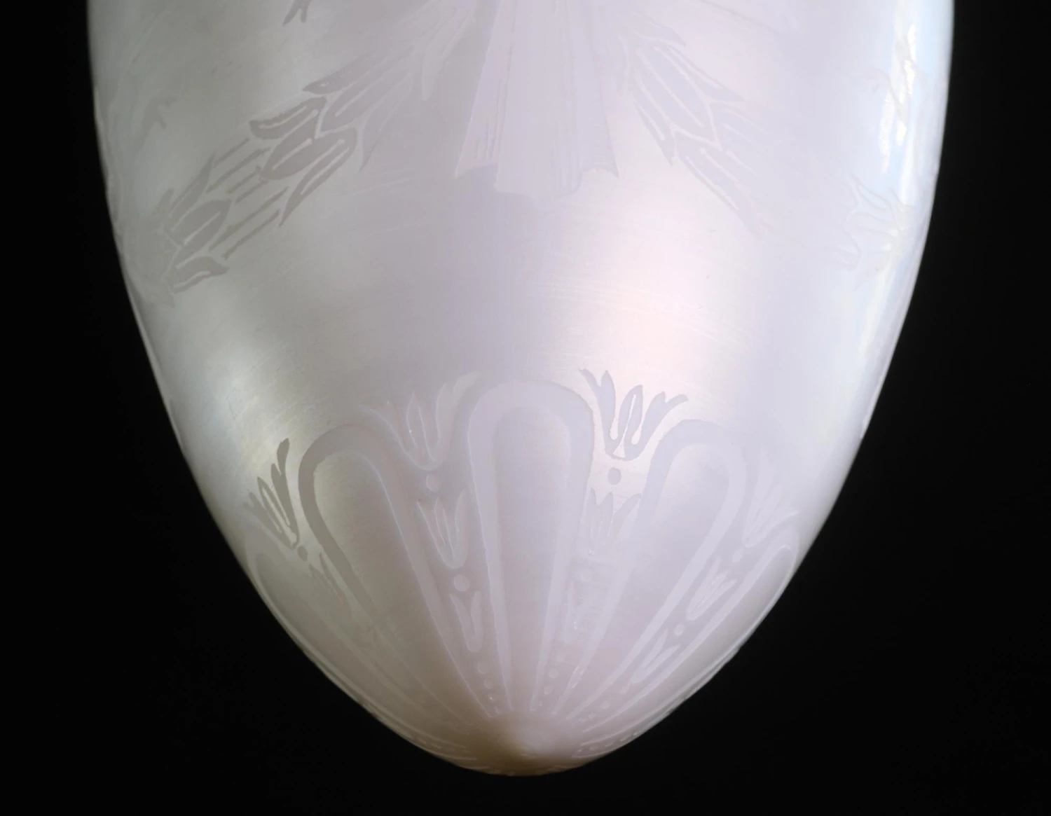 Iridescent Etched Steuben Glass & Silvered Brass Pendant Light 10 Iridescent Etched Steuben Glass & Silvered Brass Pendant Light - Image 8