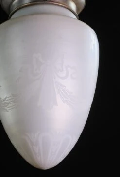 Iridescent Etched Steuben Glass & Silvered Brass Pendant Light 23 Iridescent Etched Steuben Glass & Silvered Brass Pendant Light -OGT Sale Store q277774 09