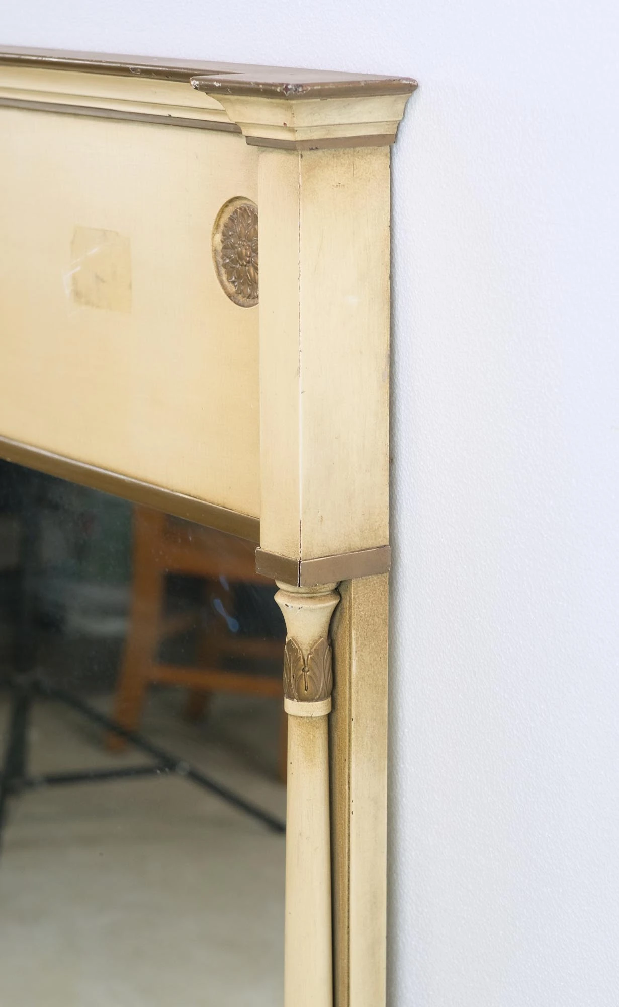 French Provincial Tan & Gold Over Mantel Wall Mirror 9 French Provincial Tan & Gold Over Mantel Wall Mirror - Image 7