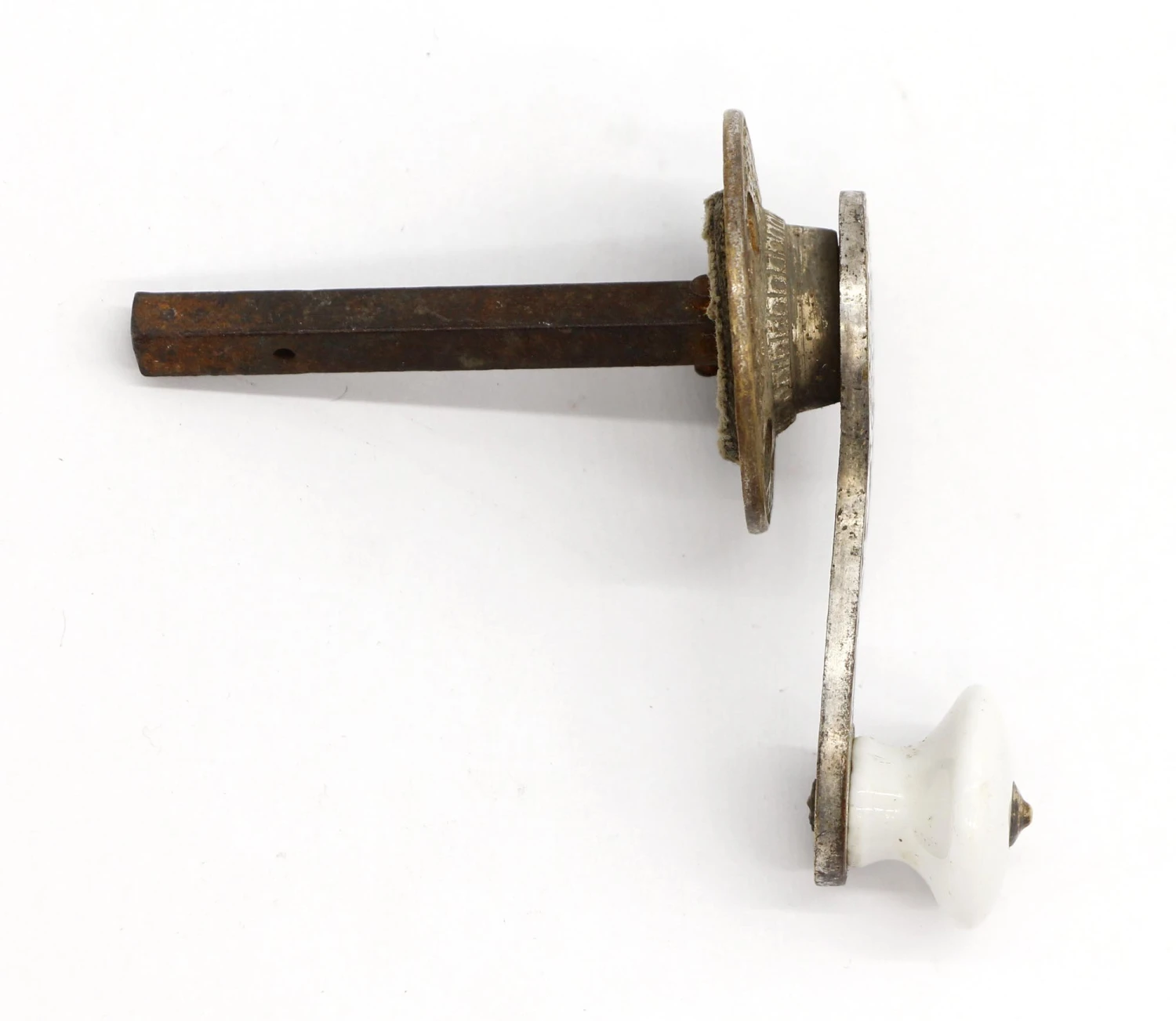 Antique Ornate Nickel Over Brass Bell Lever 6 Antique Ornate Nickel Over Brass Bell Lever - Image 4