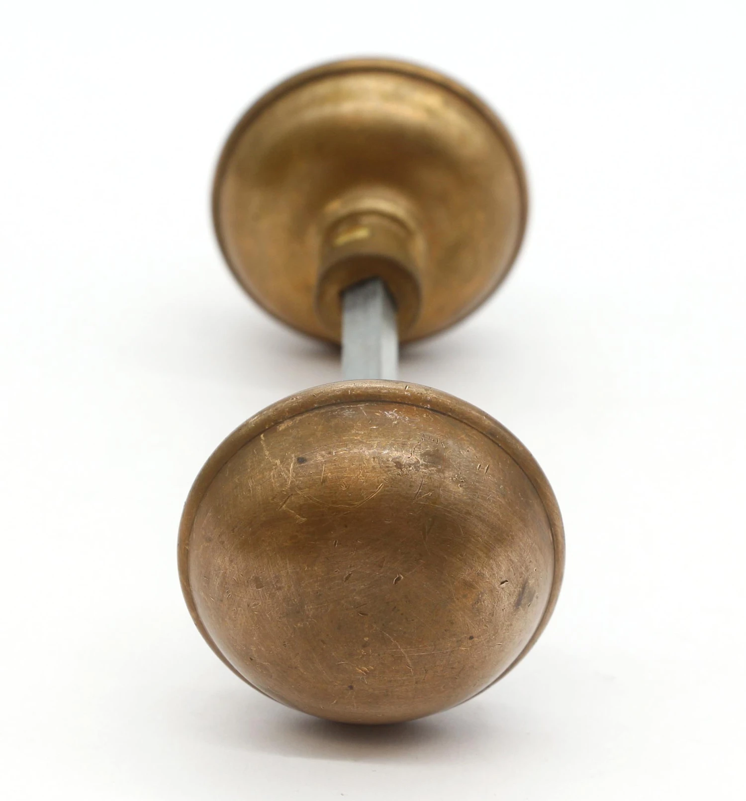 Vintage Pair Of Round Brass Classic Passage Door Knobs 6 Vintage Pair Of Round Brass Classic Passage Door Knobs - Image 4