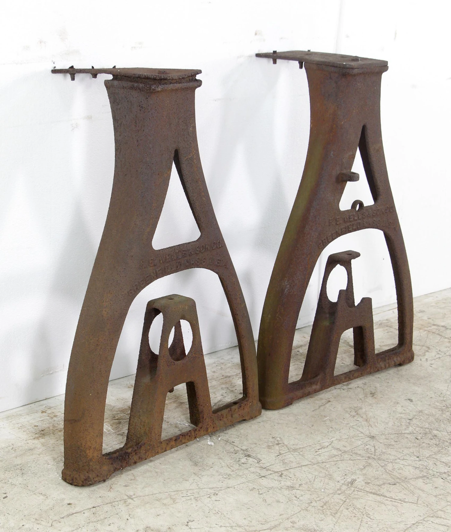 Pair Of F.E. Wells & Son Cast Iron Industrial Machine Legs 6 Pair Of F.E. Wells & Son Cast Iron Industrial Machine Legs - Image 4