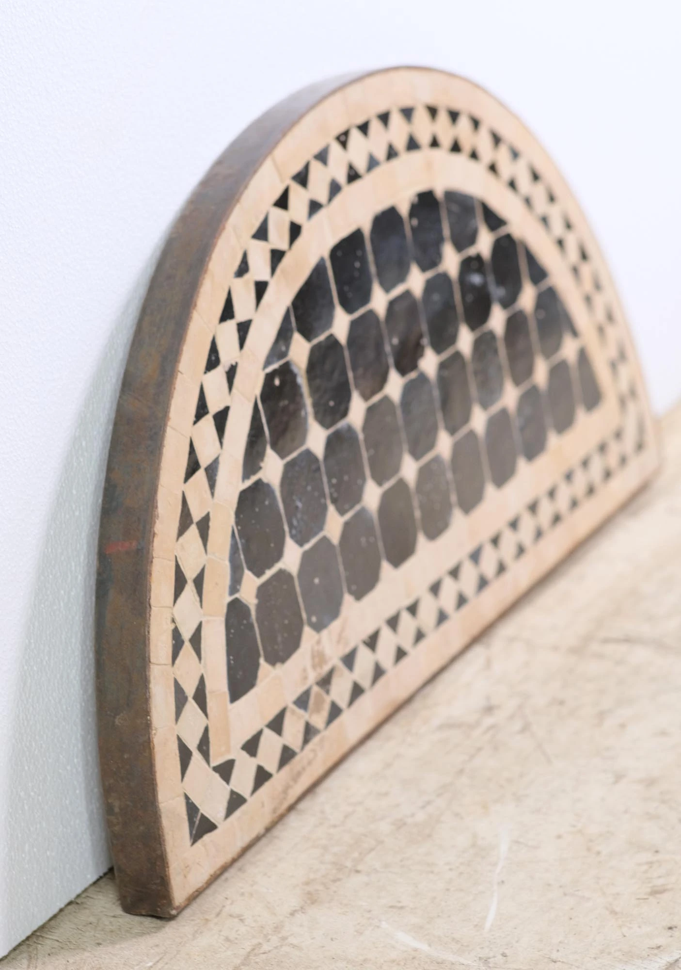 Black & Tan Tile Arch Mosaic Steel Frame Table Top 6 Black & Tan Tile Arch Mosaic Steel Frame Table Top - Image 4