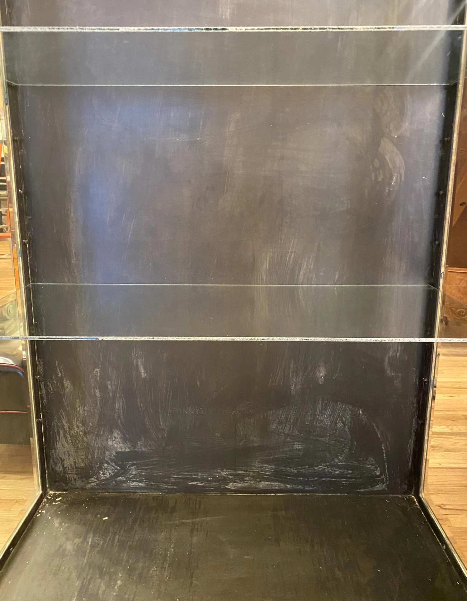 Antique 1920s Beveled Glass Double Door Iron Medical Cabinet 11 Antique 1920s Beveled Glass Double Door Iron Medical Cabinet - Image 9