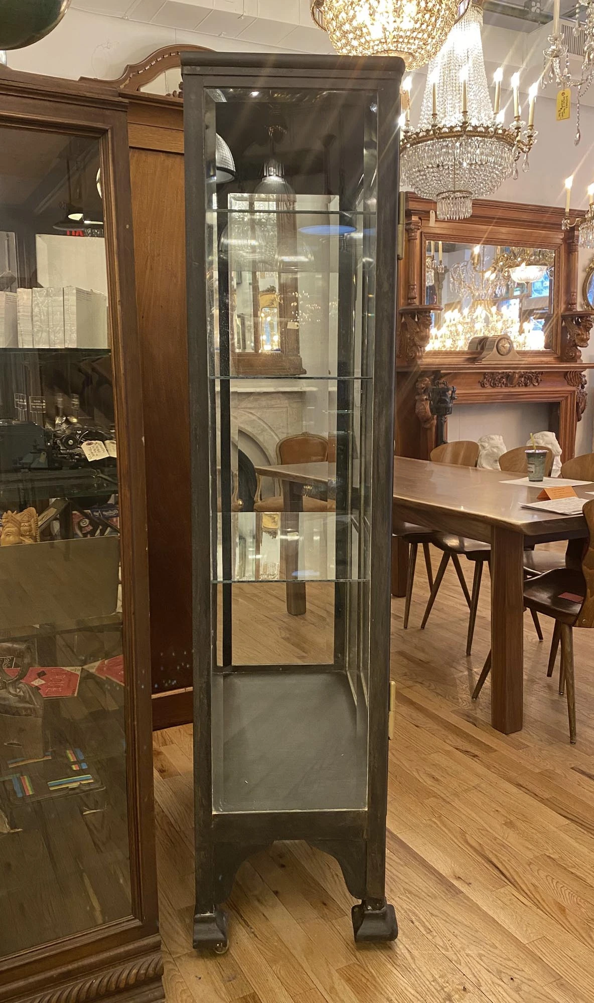 Antique 1920s Beveled Glass Double Door Iron Medical Cabinet 13 Antique 1920s Beveled Glass Double Door Iron Medical Cabinet - Image 11