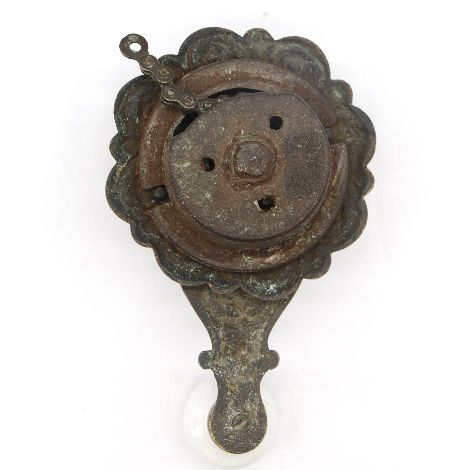 Antique Floral Brass & Porcelain Bell Lever 9 Antique Floral Brass & Porcelain Bell Lever - Image 7
