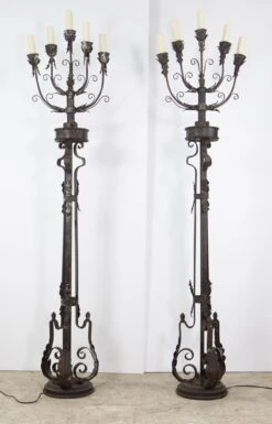 Pair Of Wrought Iron 19th Century Candelabra Floor Lamps 24 Pair Of Wrought Iron 19th Century Candelabra Floor Lamps -OGT Sale Store q278235 10