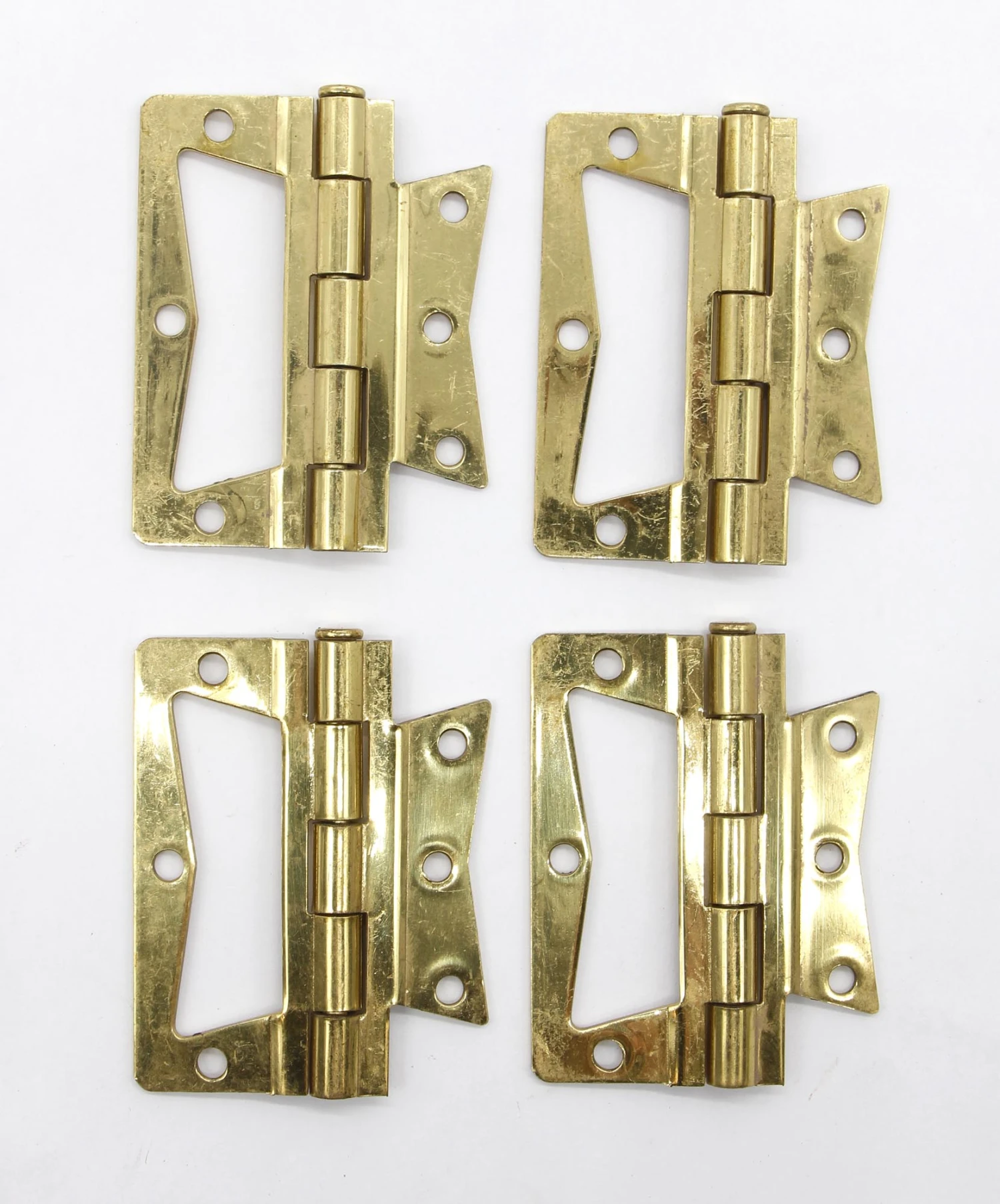 Set Of 4 Polished Brass No Mortise Fasting Bifold Cabinet Hinges 8 Set Of 4 Polished Brass No Mortise Fasting Bifold Cabinet Hinges - Image 6