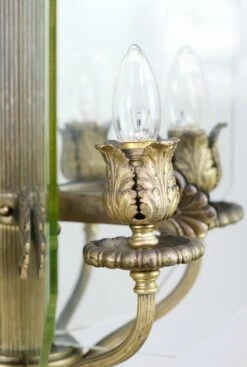 Antique Silvered Bronze Bank Pendant Light With Glass Panes -OGT Sale Store q278400 06