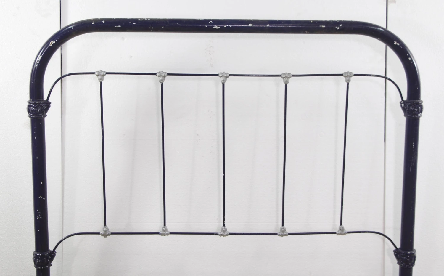 Vintage Blue & Silver Painted Steel Full Bed Frame 6 Vintage Blue & Silver Painted Steel Full Bed Frame - Image 4