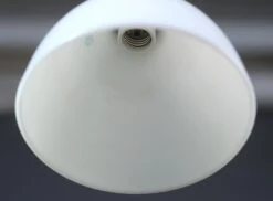 Milk Glass White Ribbed Pendant Light With Nickel Fixture -OGT Sale Store q278495 07