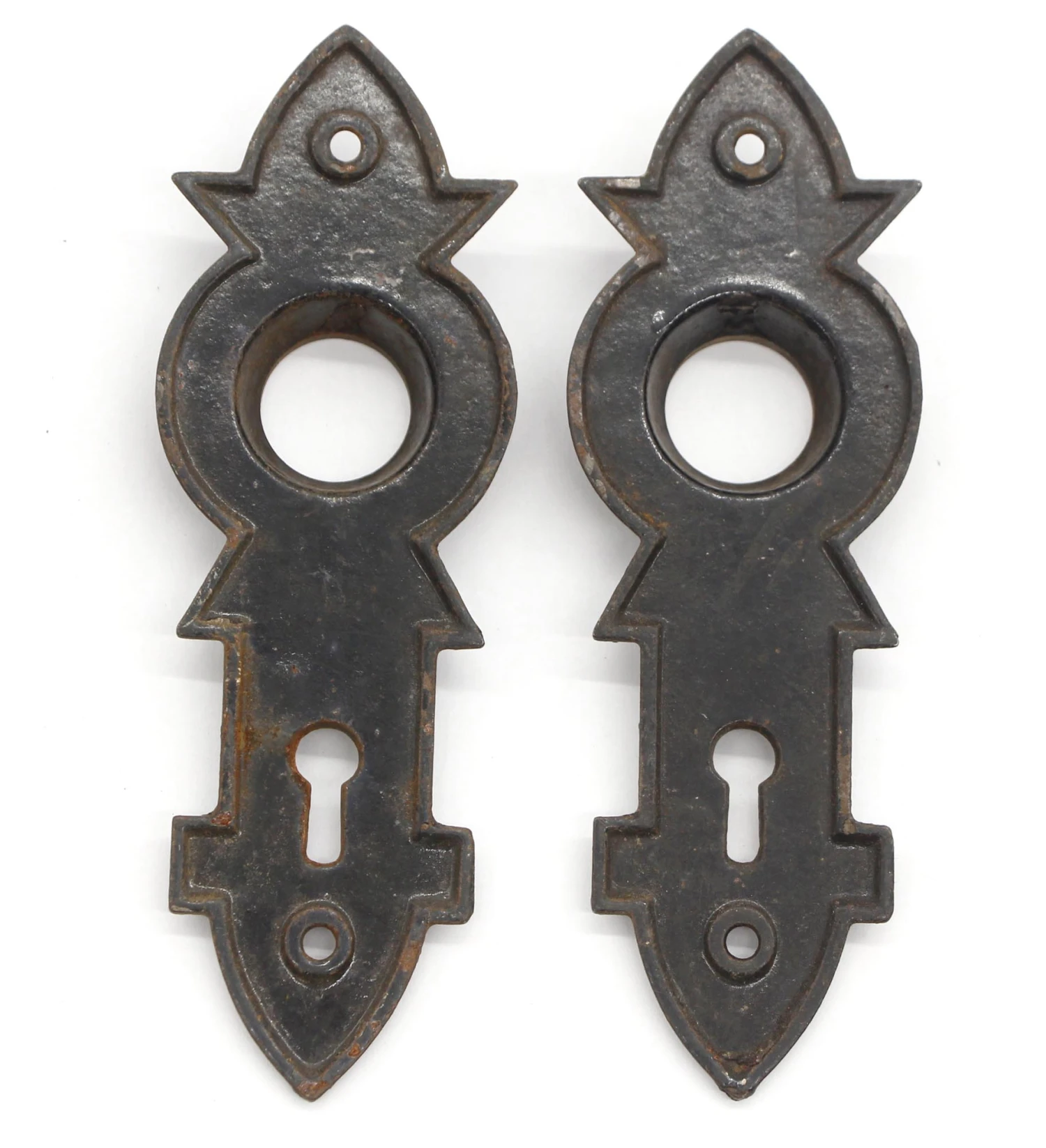 Pair Of Cast Iron 5.875 In. Aesthetic Keyhole Door Back Plates 7 Pair Of Cast Iron 5.875 In. Aesthetic Keyhole Door Back Plates - Image 5