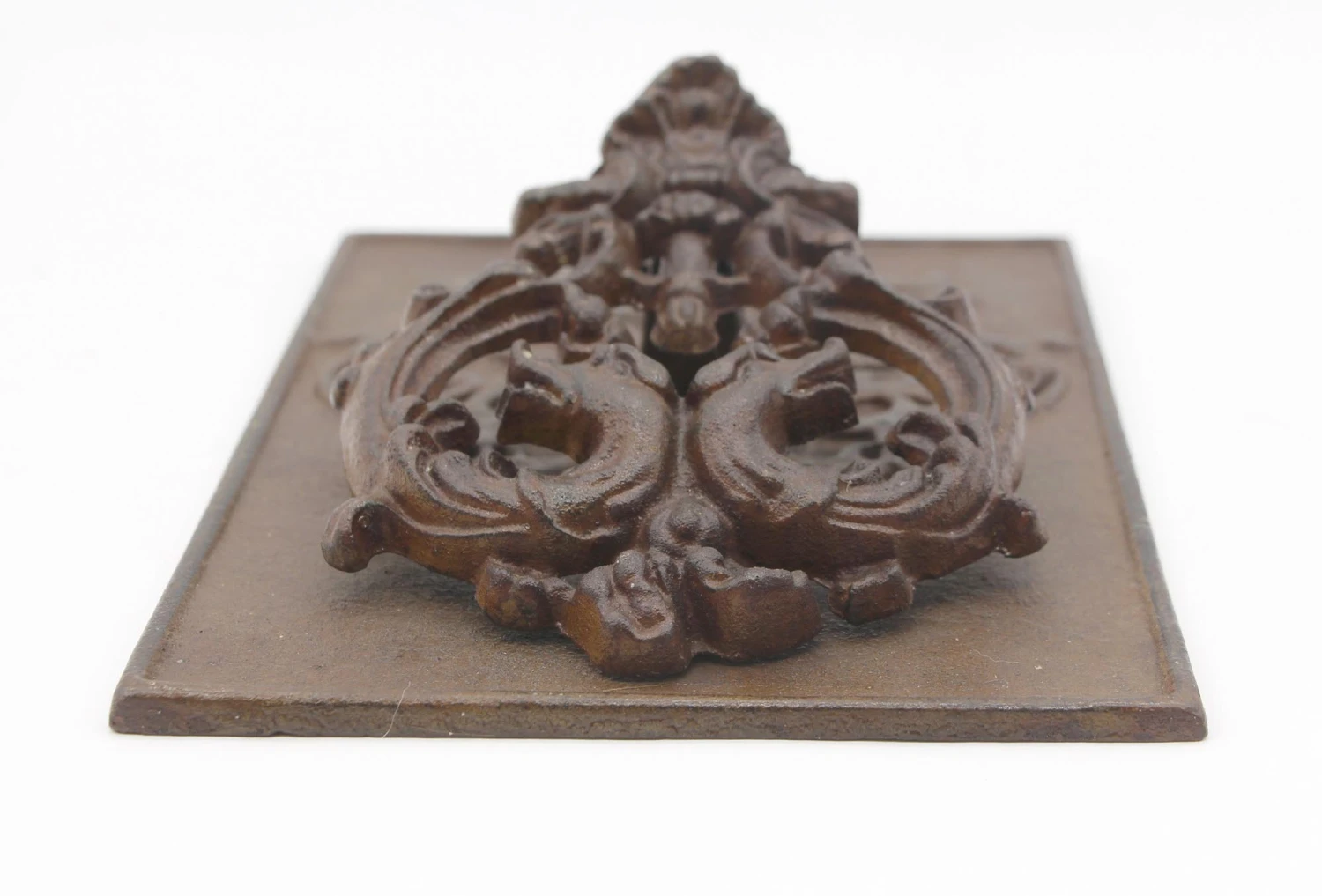 Antique Cast Iron Ornate Door Knocker On Back Plate 8 Antique Cast Iron Ornate Door Knocker On Back Plate - Image 6