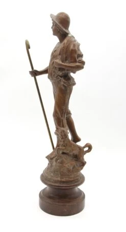 Handmade Copper Washed Man & Dog Statue With Wooden Base 21 Handmade Copper Washed Man & Dog Statue With Wooden Base -OGT Sale Store q278585 06