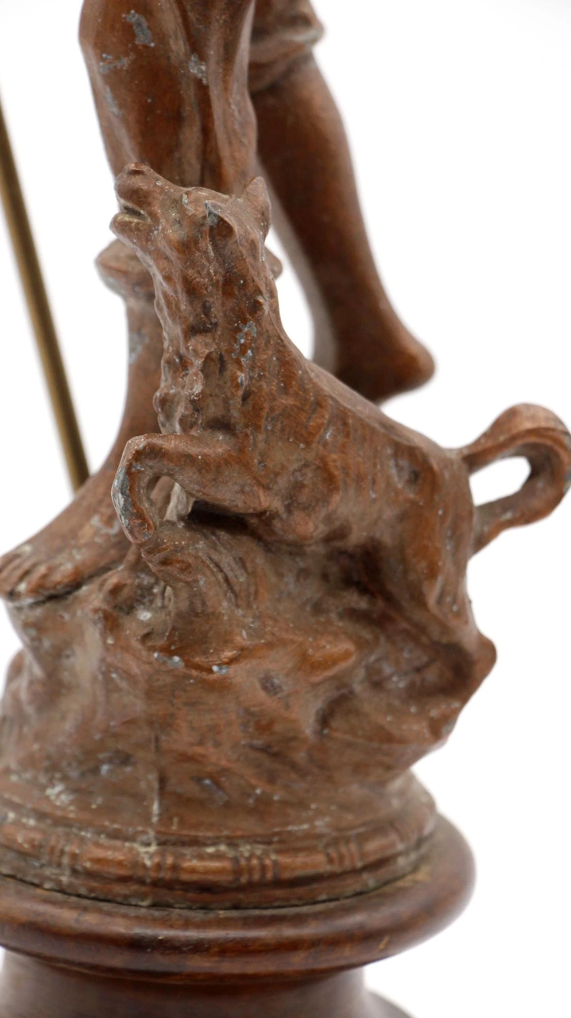 Handmade Copper Washed Man & Dog Statue With Wooden Base 10 Handmade Copper Washed Man & Dog Statue With Wooden Base - Image 8