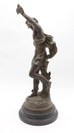 Bronze C.H Levy Hunter Man Sculpture With Wooden Base -OGT Sale Store q278586 07